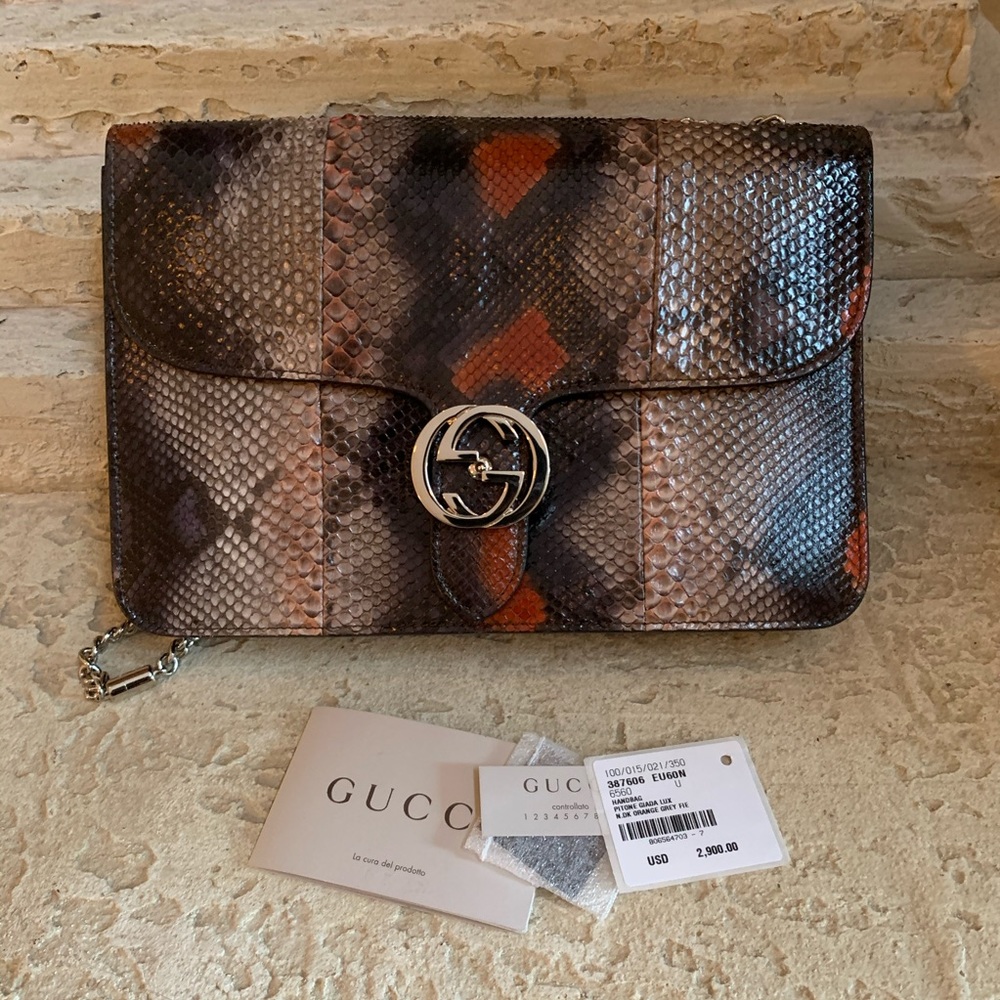 Gucci - Gucci Interlocking Python Shoulder Bag - image 1